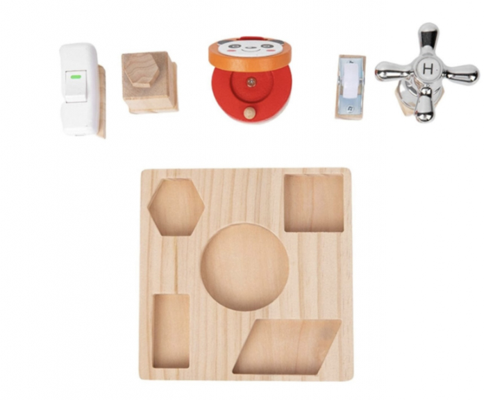 Joc de tip Montessori cu 5 activitati, Busy Bord cu robinet, 3 ani+ [3]
