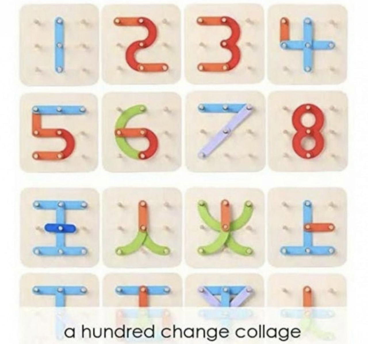 Joc educativ din lemn de construit litere, cifre, forme de tip Montessori - A hundred change collage [3]