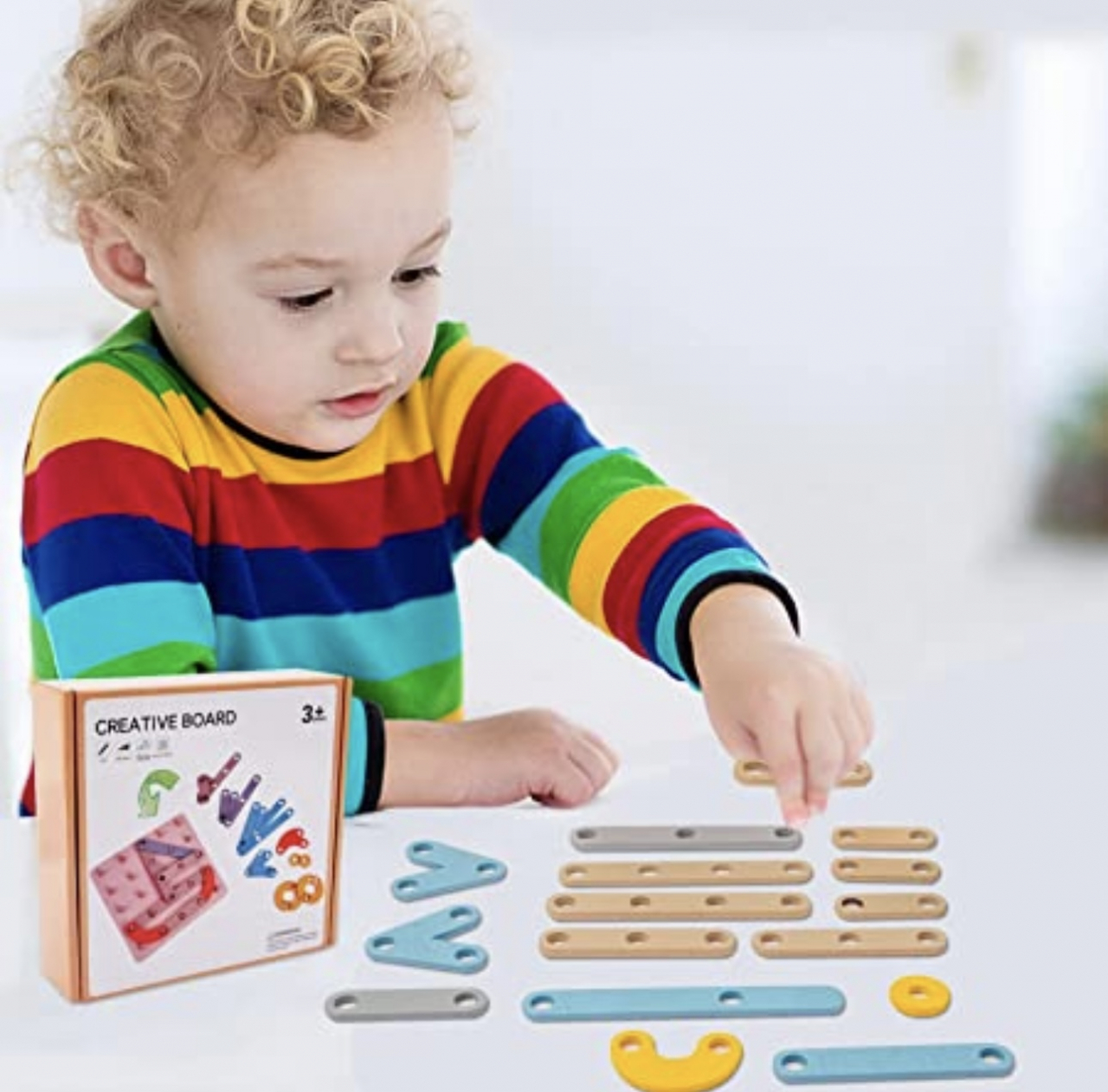 Joc educativ din lemn de construit litere, cifre, forme de tip Montessori - Creative Board [2]