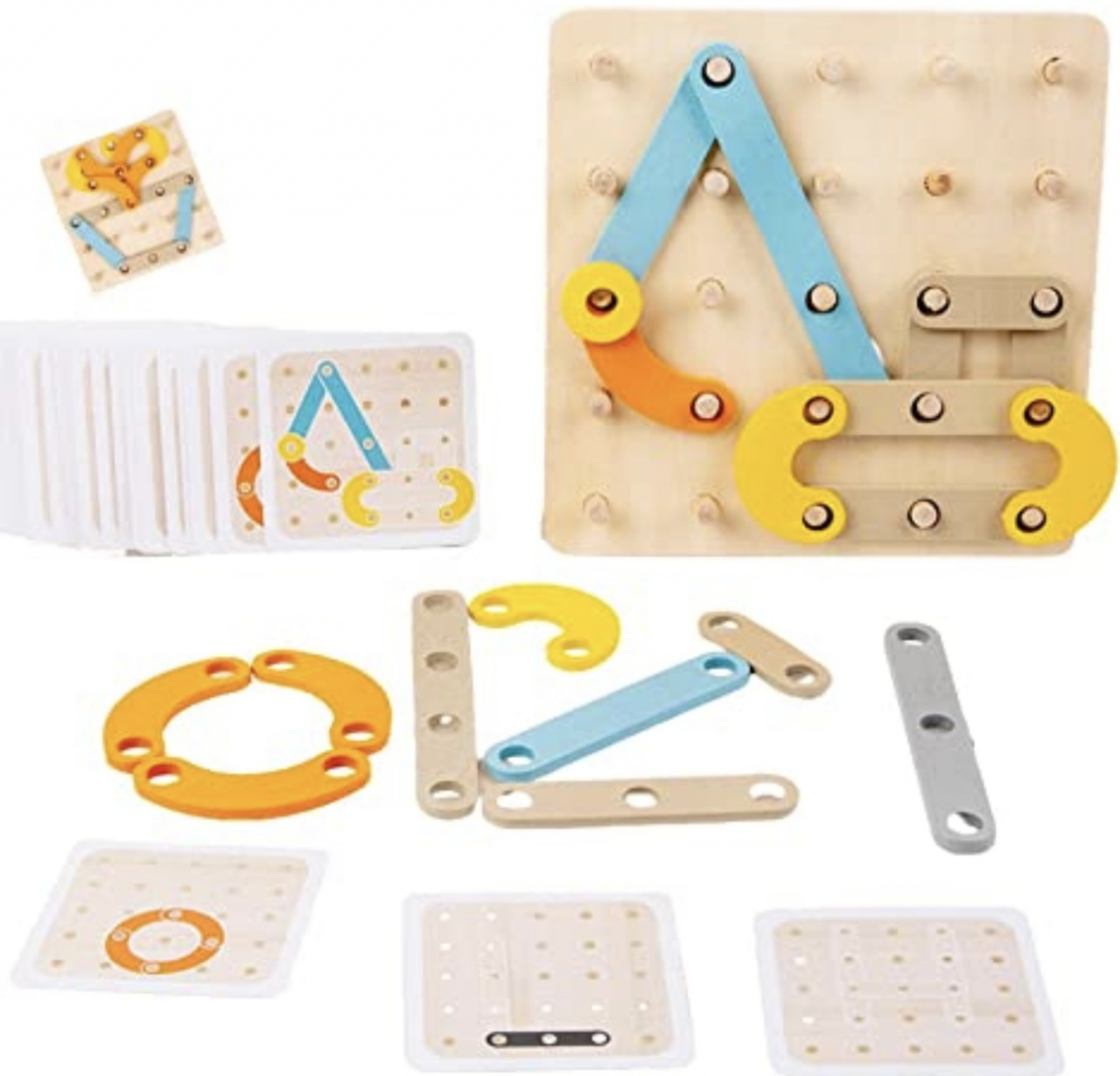 Joc educativ din lemn de construit litere, cifre, forme de tip Montessori - Creative Board [3]