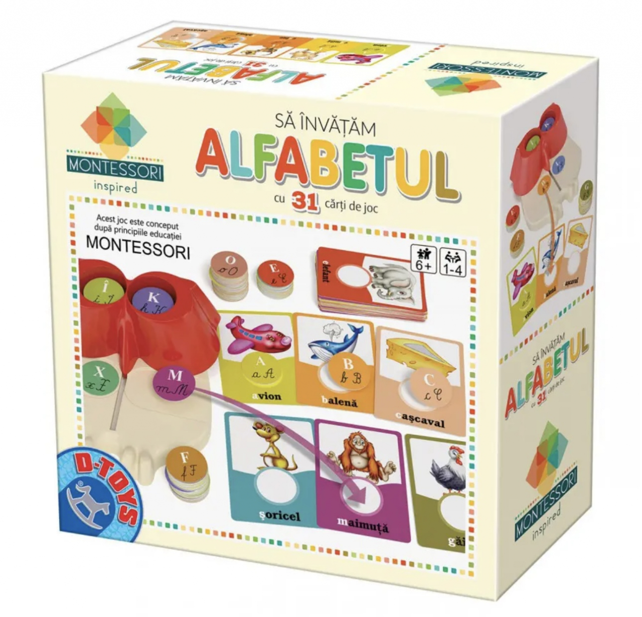 Joc educativ Montessori Invatam alfabetul numerele D-Toys [3]