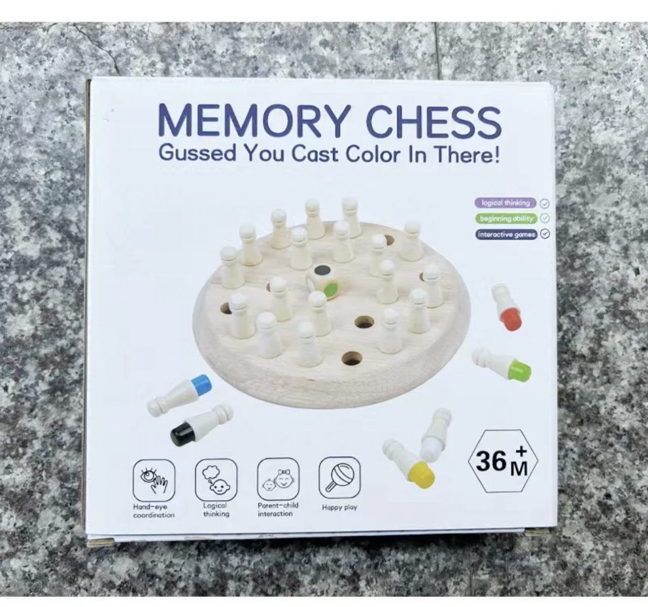 Joc de societate, memorie, din lemn – Memory Chess, 3 ani [2]