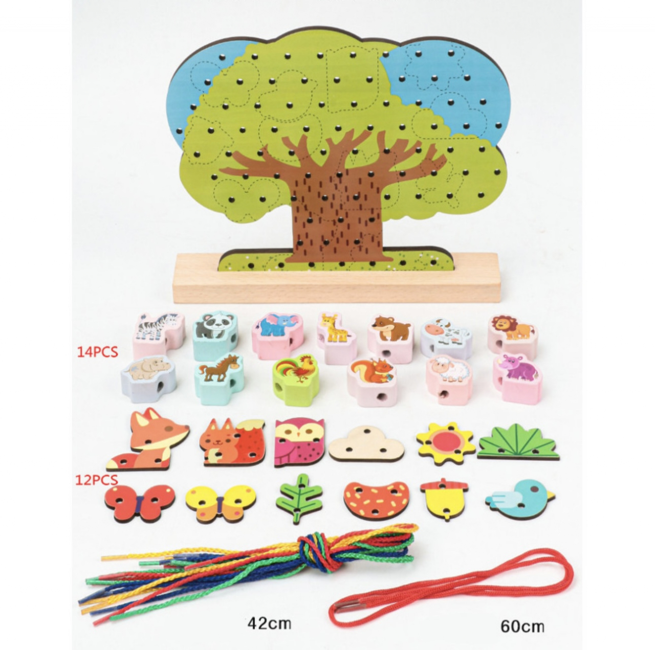 Joc Montessori 2 in 1 Pomul, snuruit si insirat, 3 ani [6]
