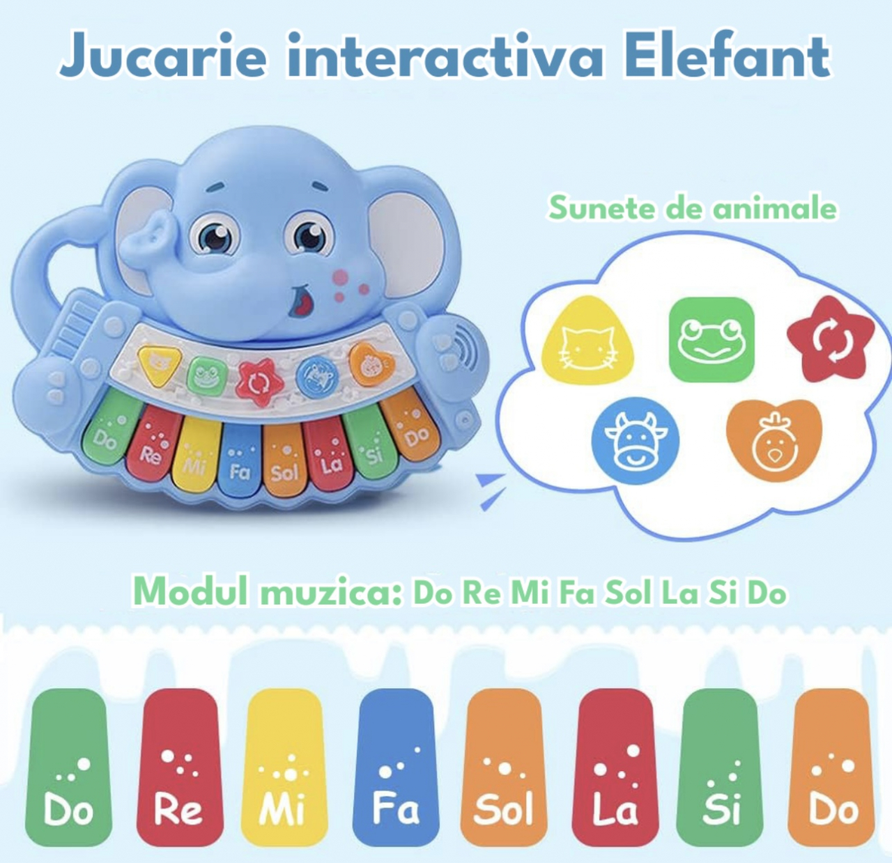 Jucarie interactiva bebe Elefantul muzical animalute cu lumini [2]