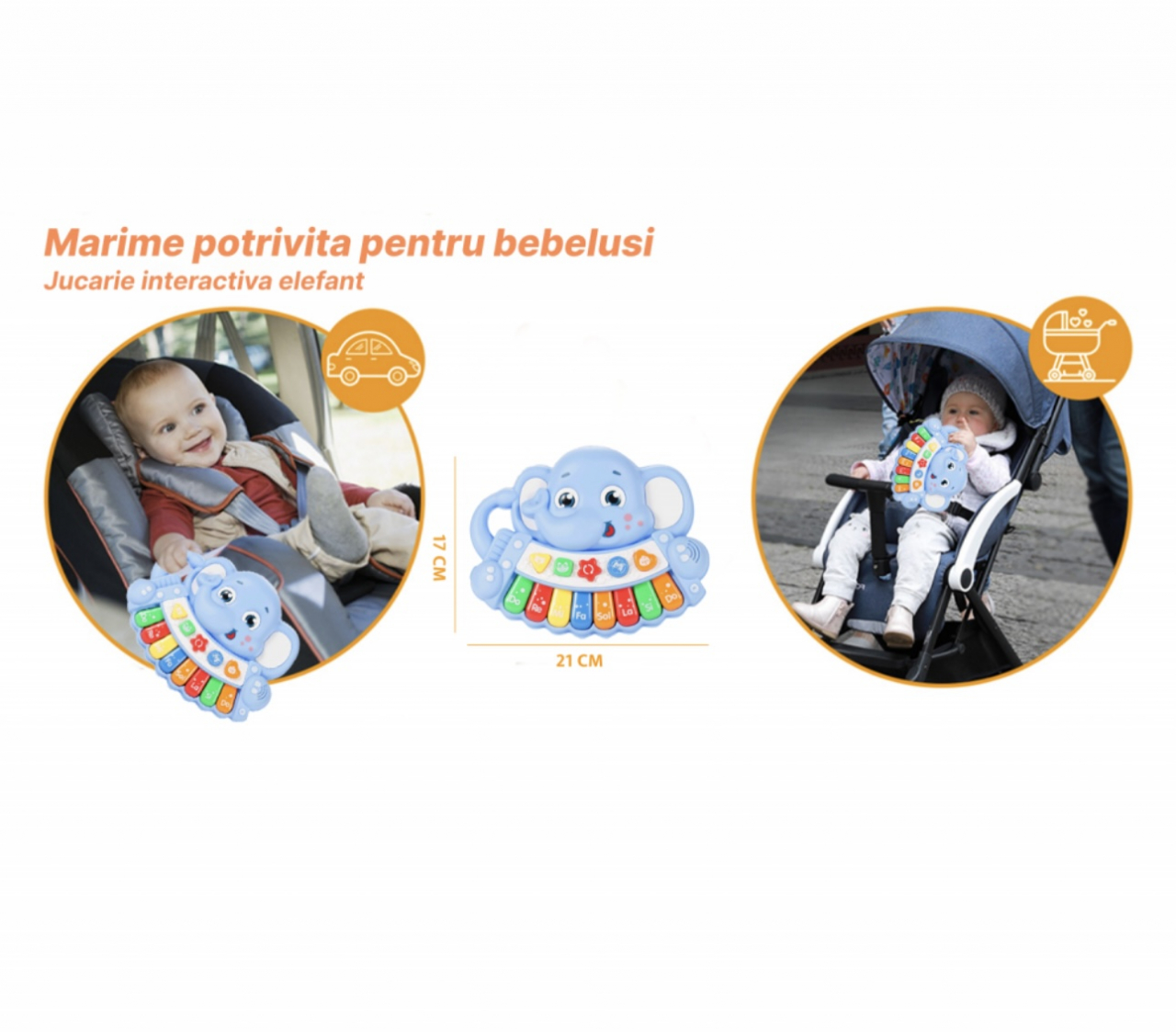 Jucarie interactiva bebe Elefantul muzical animalute cu lumini [4]