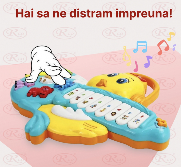 Jucarie interactiva bebe Mini Pianina Puisor cu sunete si lumini [4]