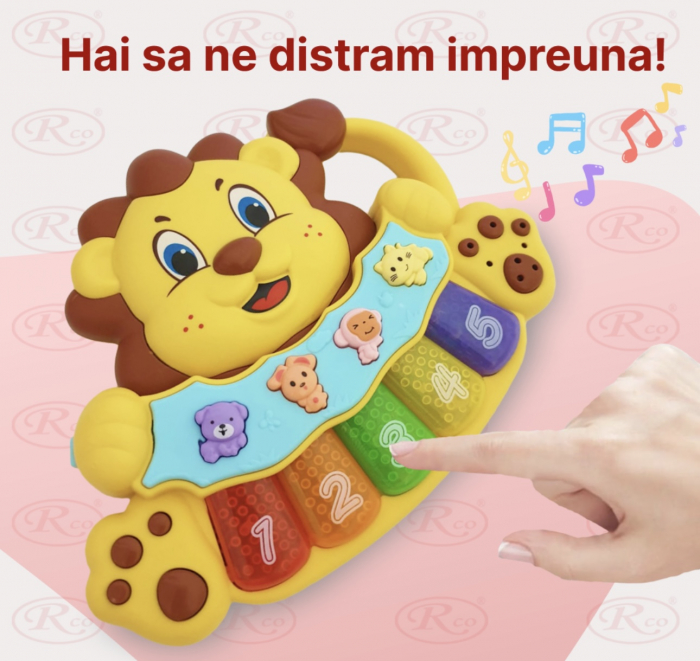 Jucarie interactiva copii Mini pianina Leul muzical si luminos [4]