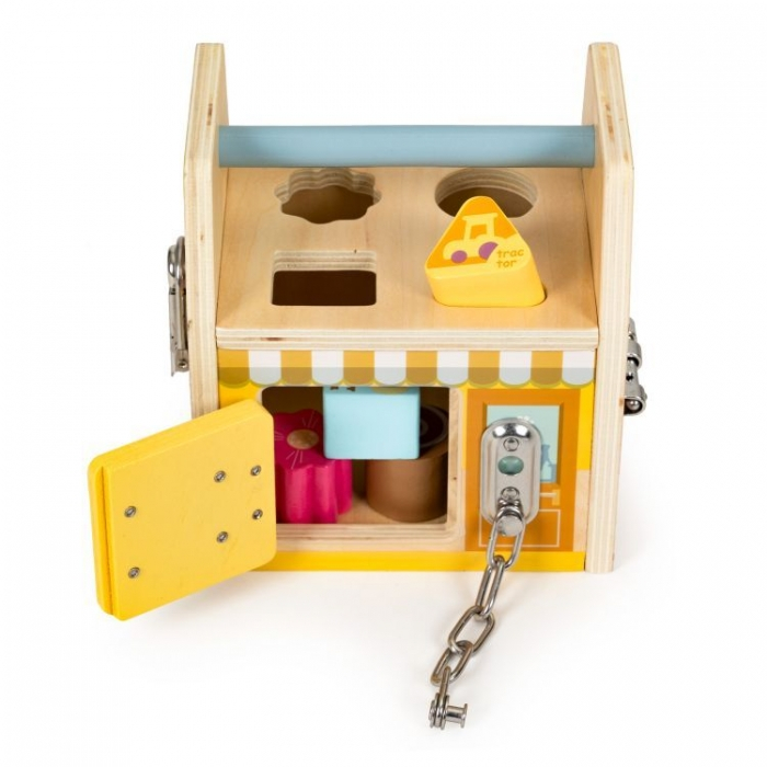 Jucarie interactiva din lemn sub forma de cub cu sortator Ecotoys 2555 [4]