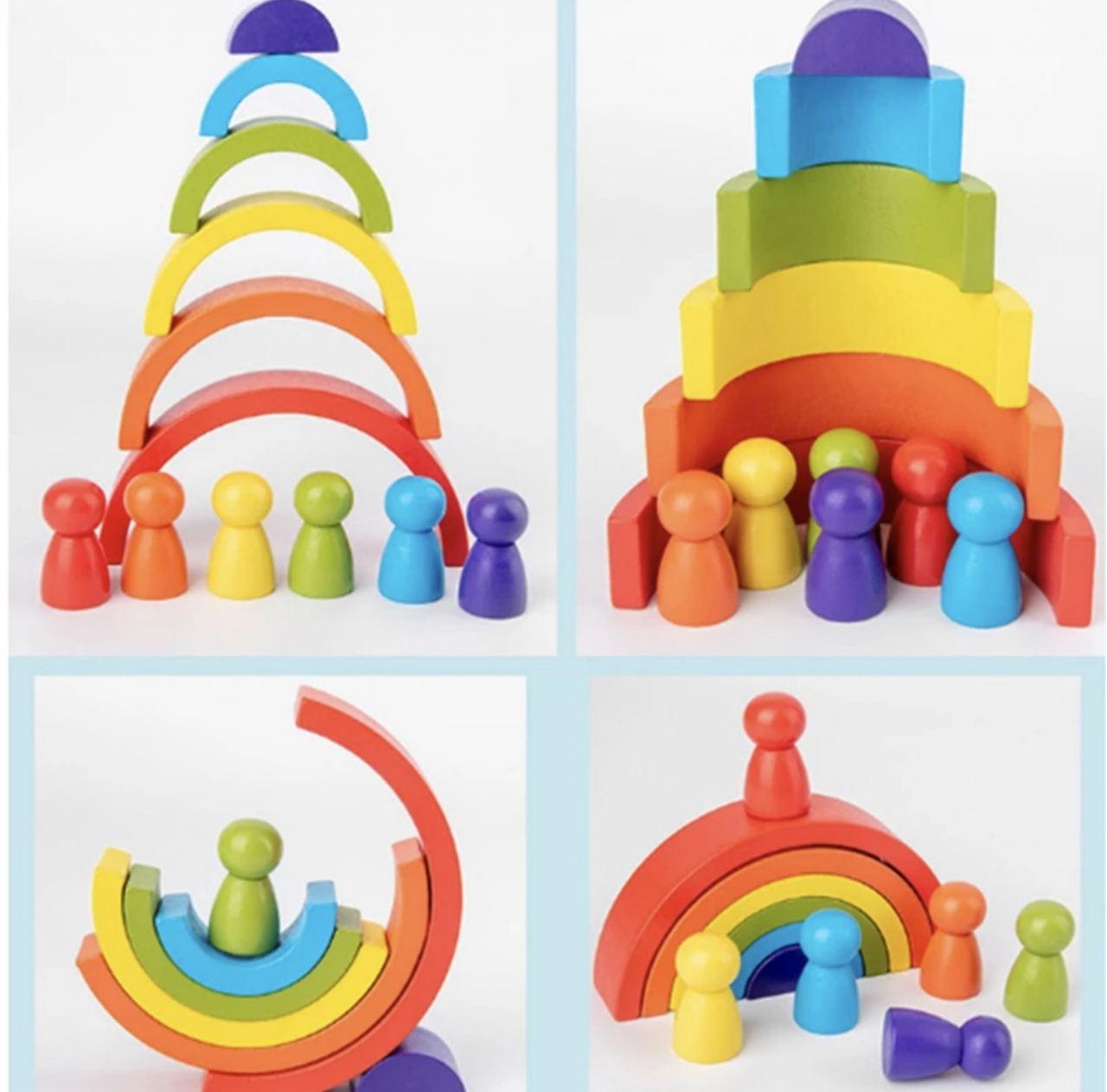 Jucarii stivuire Curcubeu 6 Semicercuri 6 Pioni Rainbow [5]