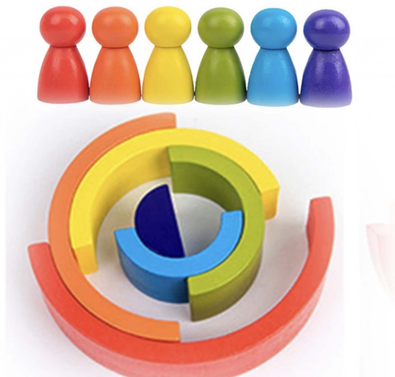 Jucarii stivuire Curcubeu 6 Semicercuri 6 Pioni Rainbow [4]