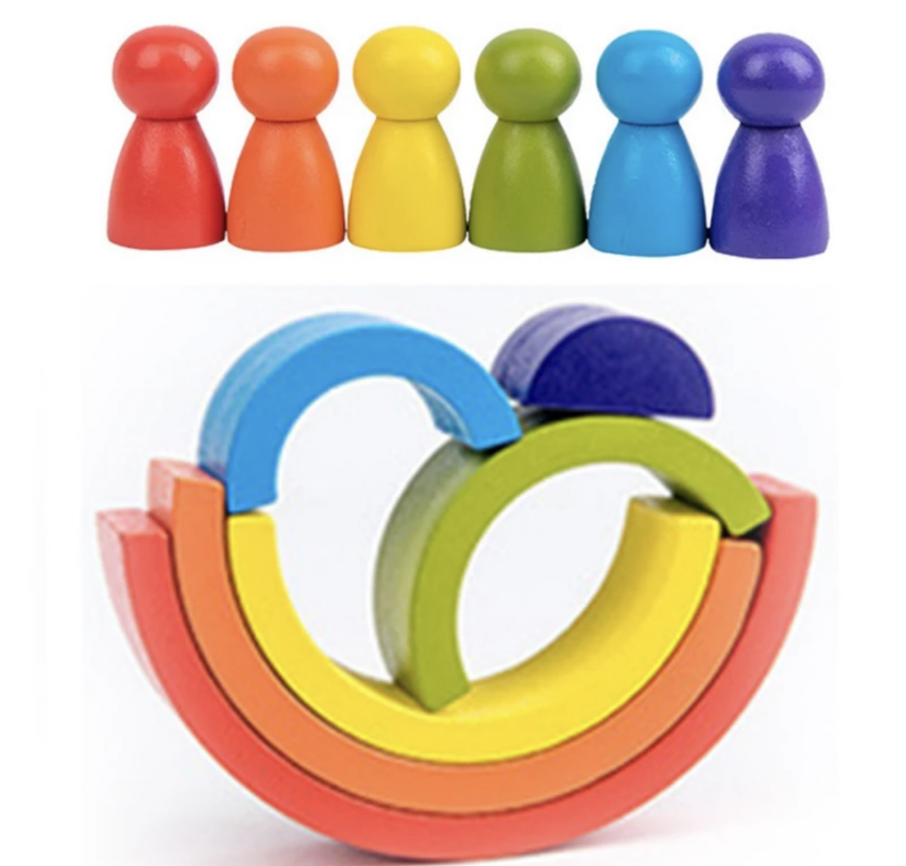 Jucarii stivuire Curcubeu 6 Semicercuri 6 Pioni Rainbow [3]