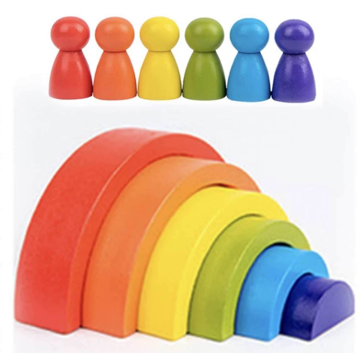 Jucarii stivuire Curcubeu 6 Semicercuri 6 Pioni Rainbow [2]