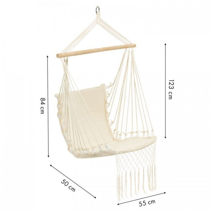 Leagan Suspendat Pentru Interior/exterior, Cu Spatar, Cuib De Barza, 120 kg, GW-923, Alb [7]