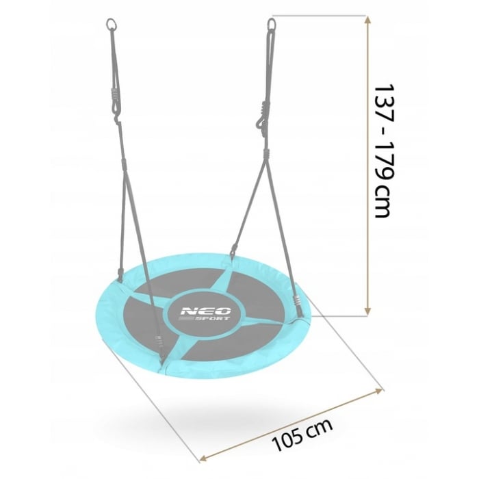 Leagan tip cuib pentru copii XXL, 100 cm, 150 kg, Neo-Sport 1082, Turcoaz [8]