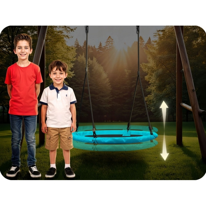 Leagan tip cuib pentru copii XXL, 100 cm, 150 kg, Neo-Sport 1082, Turcoaz [6]