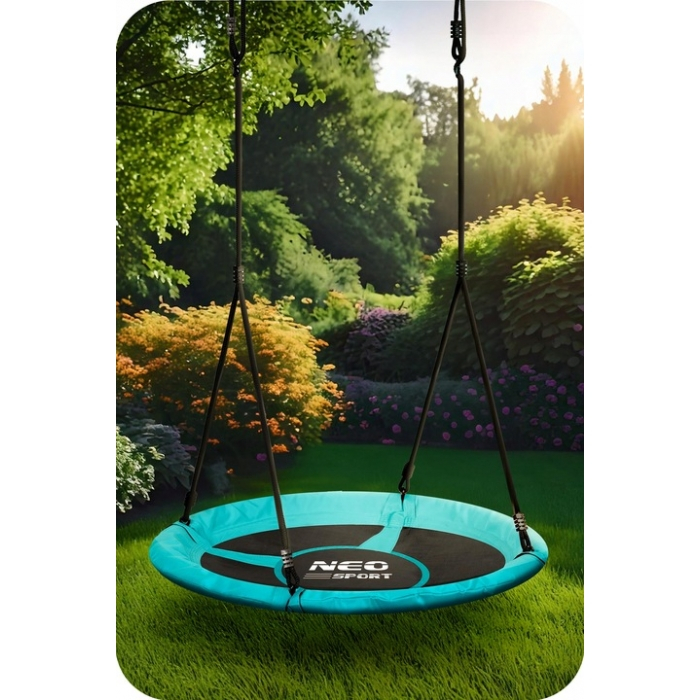 Leagan tip cuib pentru copii XXL, 100 cm, 150 kg, Neo-Sport 1082, Turcoaz [2]