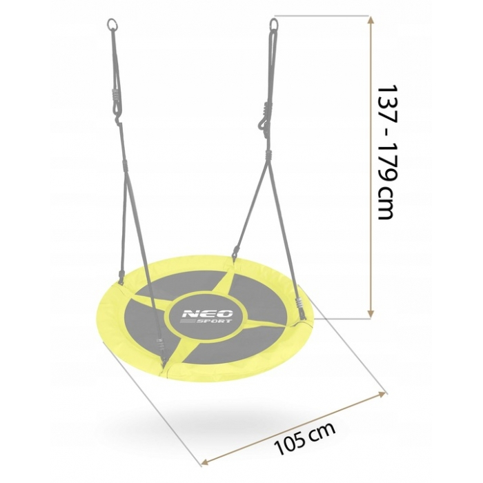 Leagan tip cuib pentru copii XXL, 100 cm, 150 kg, Neo-Sport 1083, Galben [8]