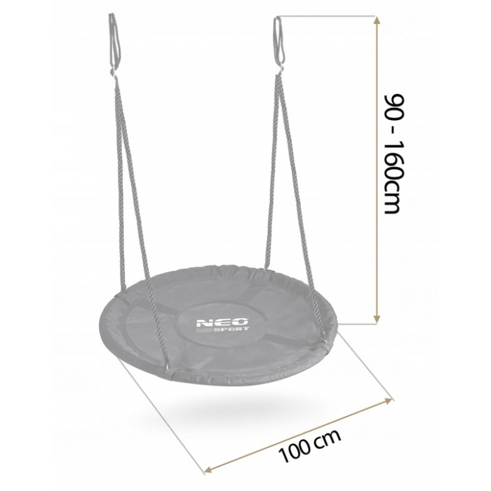 Leagan tip cuib pentru copii XXL, 100 cm, 150 kg, Neo-Sport 110300, Negru [8]