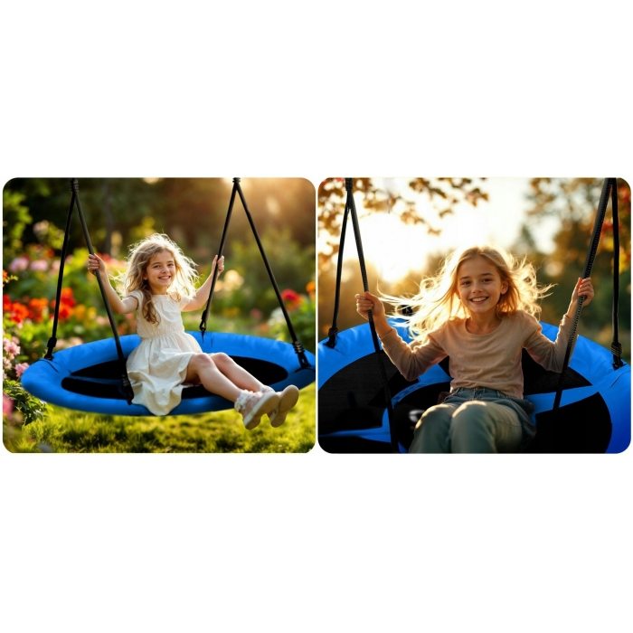 Leagan tip cuib pentru copii XXL, 110 cm, 150 kg, Neo-Sport 1051, Albastru [7]