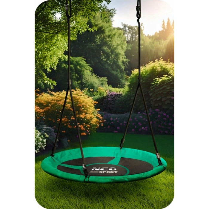 Leagan tip cuib pentru copii XXL, 110 cm, 150 kg, Neo-Sport 1052, Verde [2]