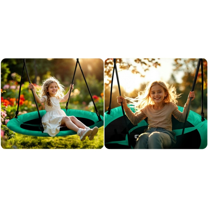 Leagan tip cuib pentru copii XXL, 110 cm, 150 kg, Neo-Sport 1052, Verde [7]