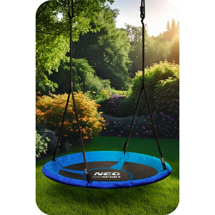 Leagan tip cuib pentru copii XXL, 120 cm, 150 kg, Neo-Sport 1061, Albastru [2]