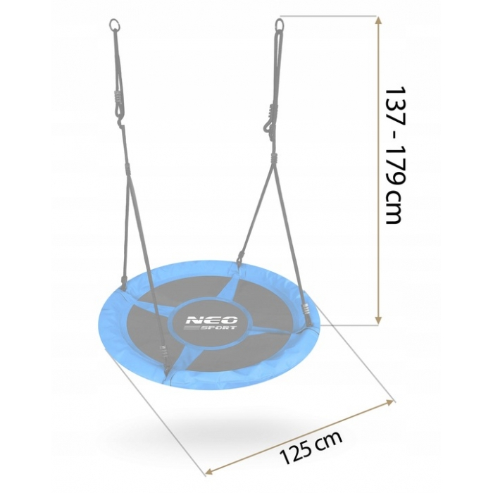 Leagan tip cuib pentru copii XXL, 120 cm, 150 kg, Neo-Sport 1061, Albastru [8]