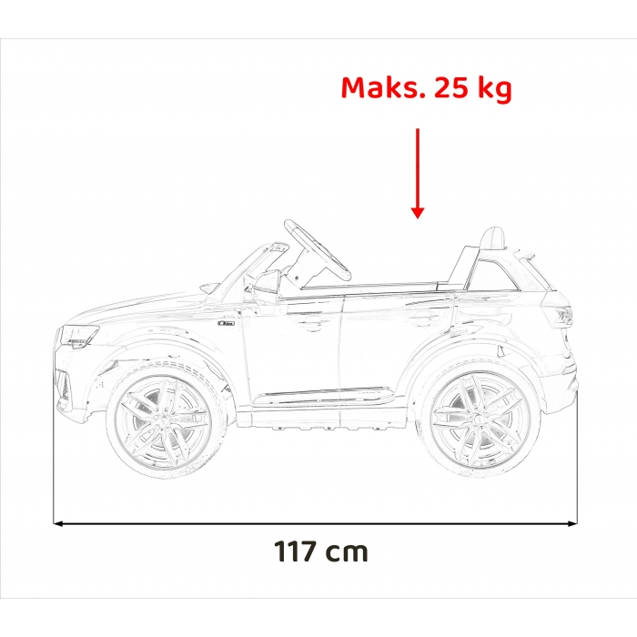 Masinuta electrica cu telecomanda AUDI Q7 NEW LIFT, roti EVA, scaun tapitat, 117x67x54 cm, putere 70W - Rosu [4]