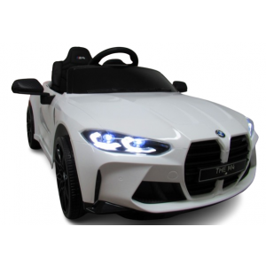 Masinuta electrica cu telecomanda BMW M4, 110x70x50 cm, varsta 1-5 ani, roti EVA, scaun din piele ECO, putere 90W - Alb [6]