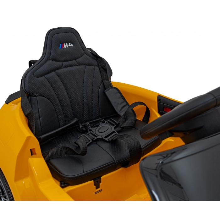 Masinuta electrica cu telecomanda BMW M4, roti EVA, scaun tapitat, 112x71x46 cm, putere 70W - Galben [3]