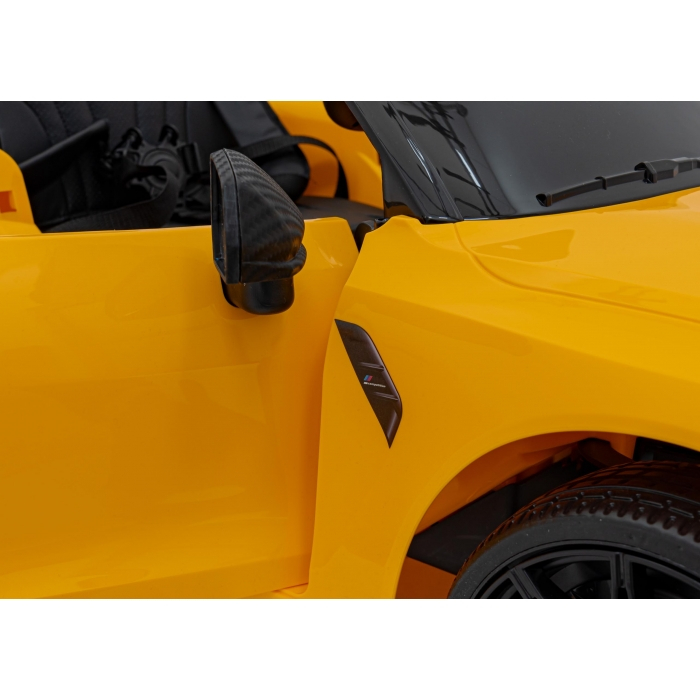Masinuta electrica cu telecomanda BMW M4, roti EVA, scaun tapitat, 112x71x46 cm, putere 70W - Galben [5]