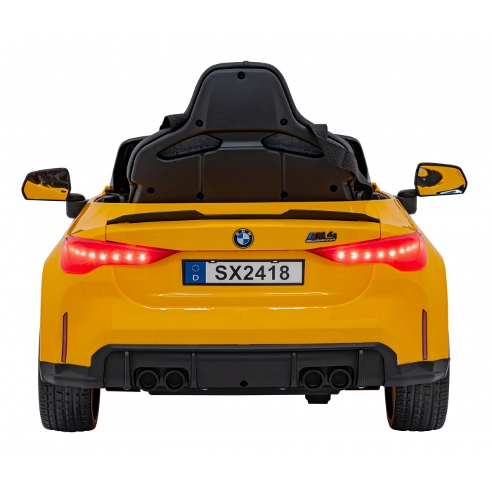 Masinuta electrica cu telecomanda BMW M4, roti EVA, scaun tapitat, 112x71x46 cm, putere 70W - Galben [13]