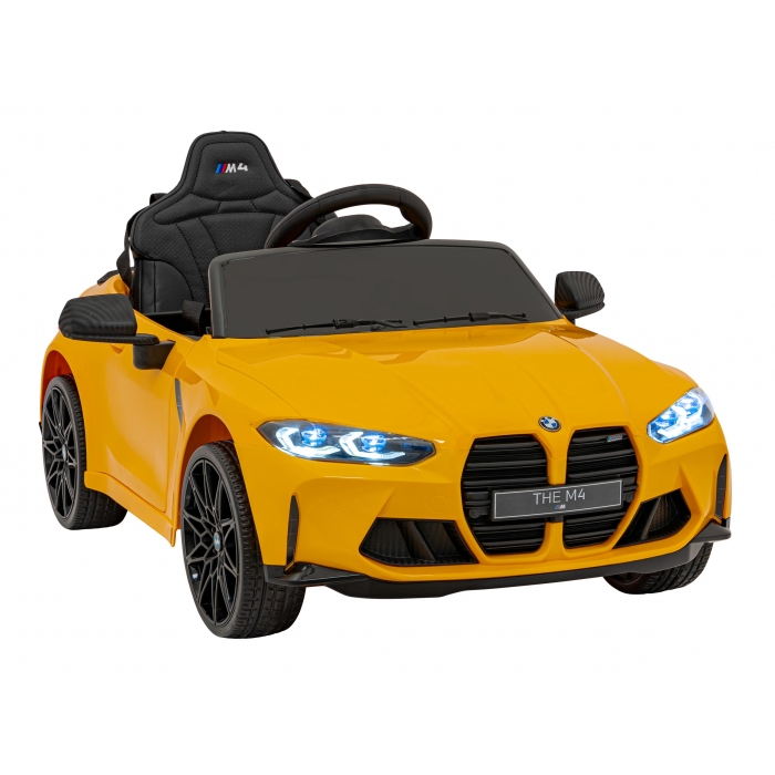 Masinuta electrica cu telecomanda BMW M4, roti EVA, scaun tapitat, 112x71x46 cm, putere 70W - Galben [16]