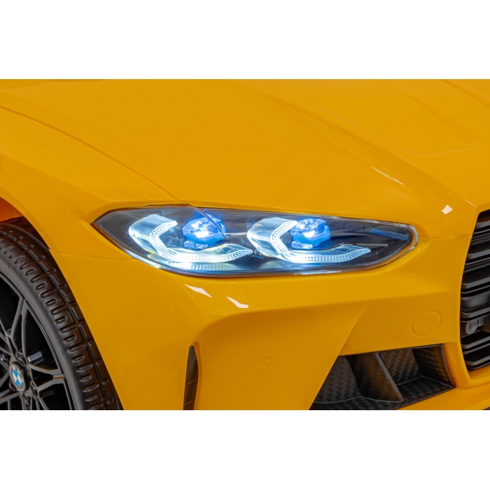 Masinuta electrica cu telecomanda BMW M4, roti EVA, scaun tapitat, 112x71x46 cm, putere 70W - Galben [7]