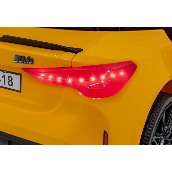 Masinuta electrica cu telecomanda BMW M4, roti EVA, scaun tapitat, 112x71x46 cm, putere 70W - Galben [4]