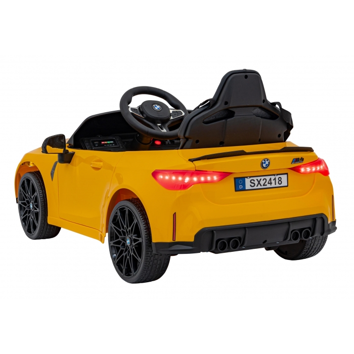 Masinuta electrica cu telecomanda BMW M4, roti EVA, scaun tapitat, 112x71x46 cm, putere 70W - Galben [14]