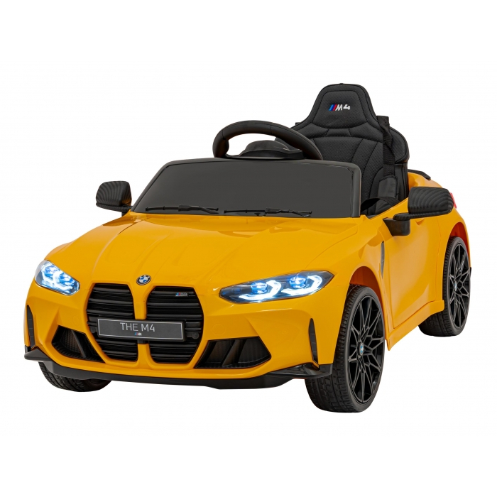 Masinuta electrica cu telecomanda BMW M4, roti EVA, scaun tapitat, 112x71x46 cm, putere 70W - Galben [1]