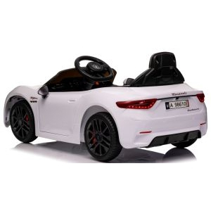Masinuta electrica cu telecomanda MASERATI GranTurismo, 99x59.5x44 cm, varsta 1-4 ani, roti EVA, scaun din piele ECO, putere 90W - Alb [5]