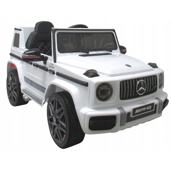 Masinuta electrica cu telecomanda, roti EVA, scaun piele Mercedes G63 - Alb [2]