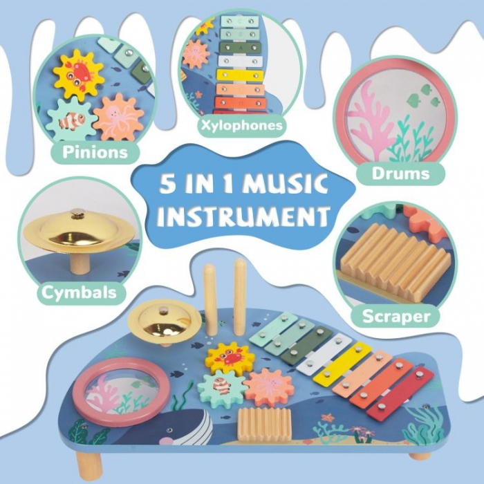 Masuta din lemn cu instrumente muzicale Ecotoys TL204013 [7]