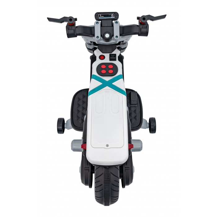 Motocicleta electrica Future QLS-805, roti din plastic + 2 roti ajutatoare, 88x46x56 cm, putere 25W - Alb [12]