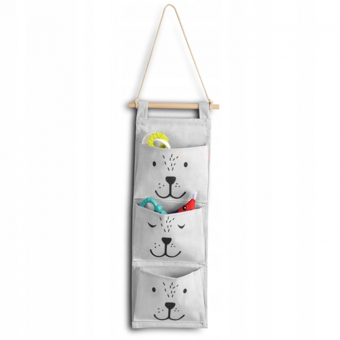 Organizator textil de perete cu 3 compartimente Nukido NK-403 - Gri [3]