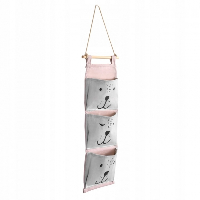 Organizator textil de perete cu 3 compartimente Nukido NK-403 - Roz [3]