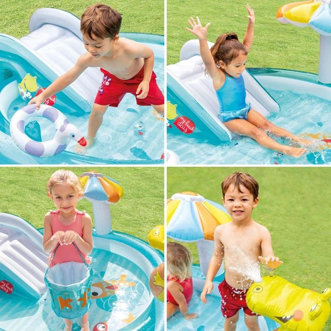 Piscina pentru copii cu Tobogan si Fantana, 2,01×1,70×0,84 m [2]