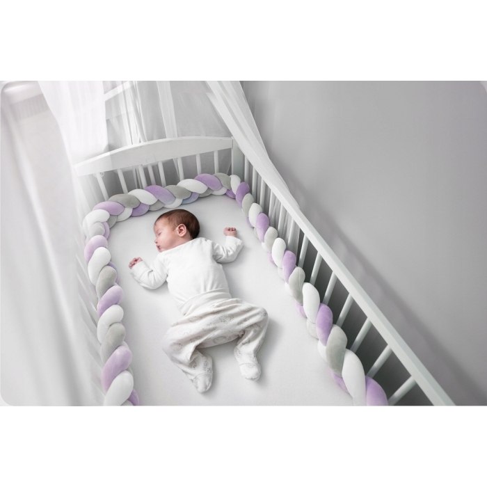 Protectie laterala pentru patut, impletita, 3 M, Ricokids 722104 - Mov [3]
