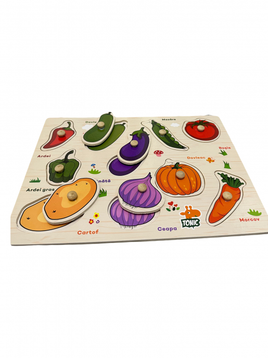 Puzzle Incastru din lemn in limba romana, Legume [3]