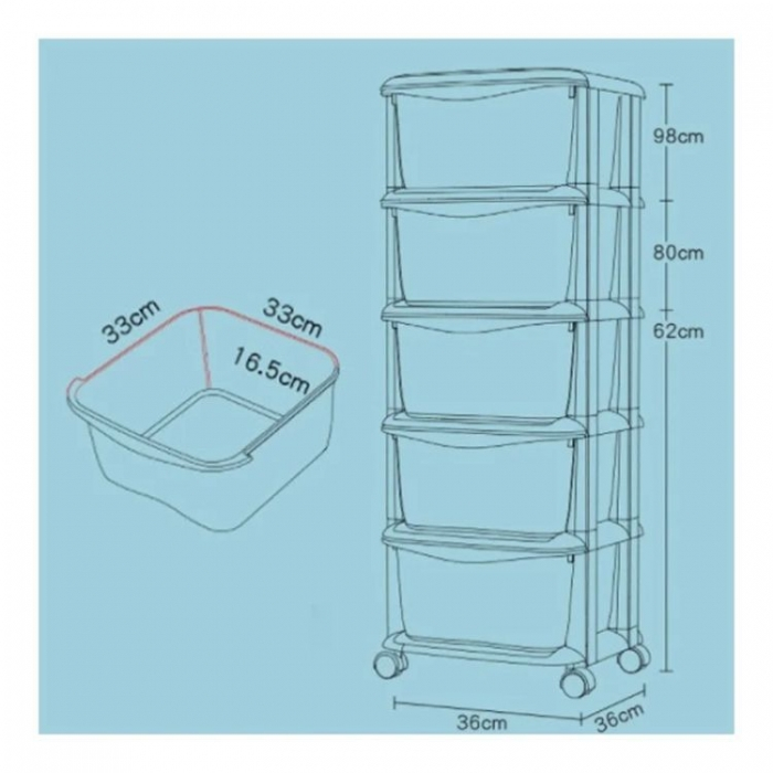 Raft cu 5 compartimente pentru depozitarea diverselor obiecte ModernHome PO08 - Multicolor [4]