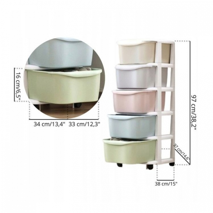 Raft cu 5 compartimente pentru depozitarea diverselor obiecte ModernHome PO10 - Multicolor [4]