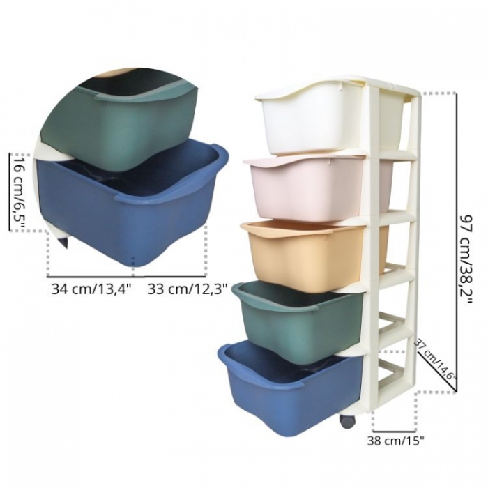 Raft cu 5 compartimente pentru depozitarea diverselor obiecte ModernHome PO16 - Multicolor [4]