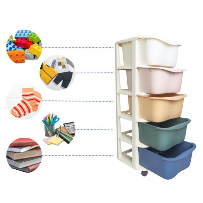 Raft cu 5 compartimente pentru depozitarea diverselor obiecte ModernHome PO16 - Multicolor [3]